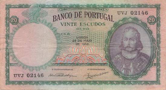 20 Escudos 25.5.1954 p.153a